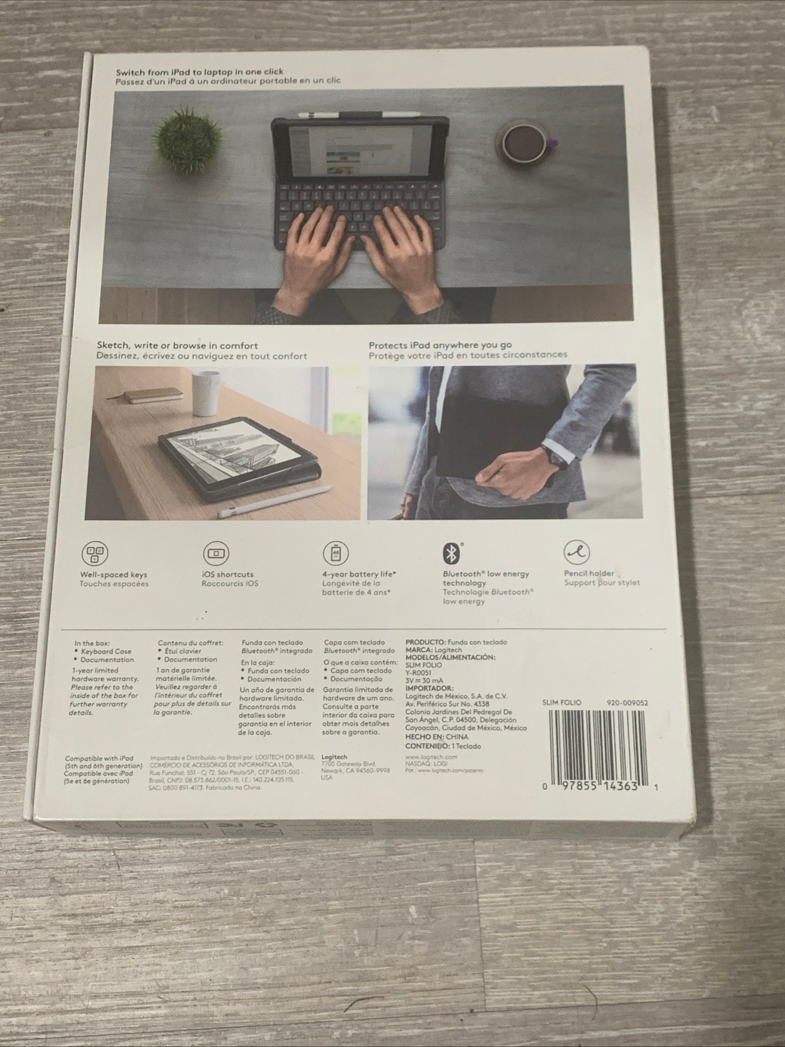 Logitech slim folio for ipad 5th and 6 th generation case with keyboard